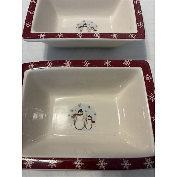 2 Royal Seasons Stoneware Holiday Christmas Decor Hors d'Oeuvres Serving Dishes - Picture 2 of 14